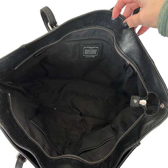 Coach Turnlock Signature Jacquard Monogram Black Gray Tote - Picture 10 of 12